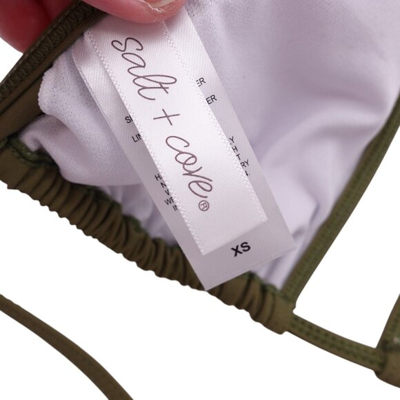 NWT Salt + Cove Slider Triangle Bikini Top Sz XS Greenleaf Green Halter Lined - Picture 9 of 9